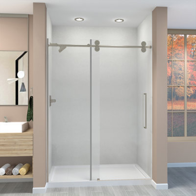 56,5 - l 59 po x H 80 po Technologie de porte de douche sans cadre TruMotion®