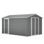 Remise de rangement extérieure en métal de 8 pi x 12 pi avec porte latérale supplémentaire, grande remise à outils avec 2 portes verrouillables pour un accès facile, structure en aluminium, rangement de patio de jardin gris