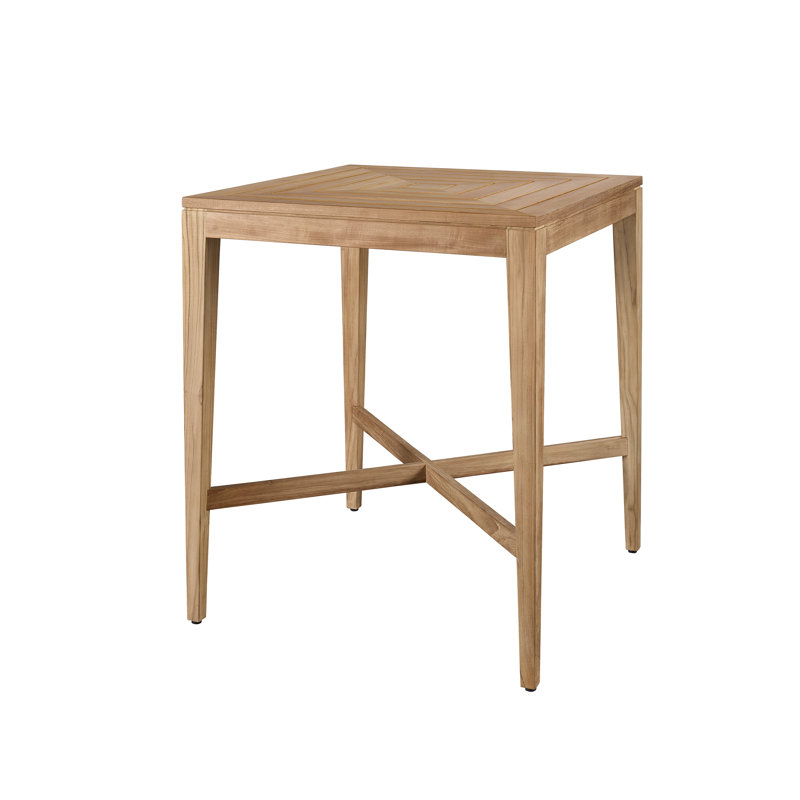 Chesapeake Square Teak Outdoor Bar Table With Umbrella Hole , 36'' in. W 36'' in. D