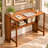 40.2" Bamboo Folding Desk with Storage Shelves Space Saving Desk for Small Spaces