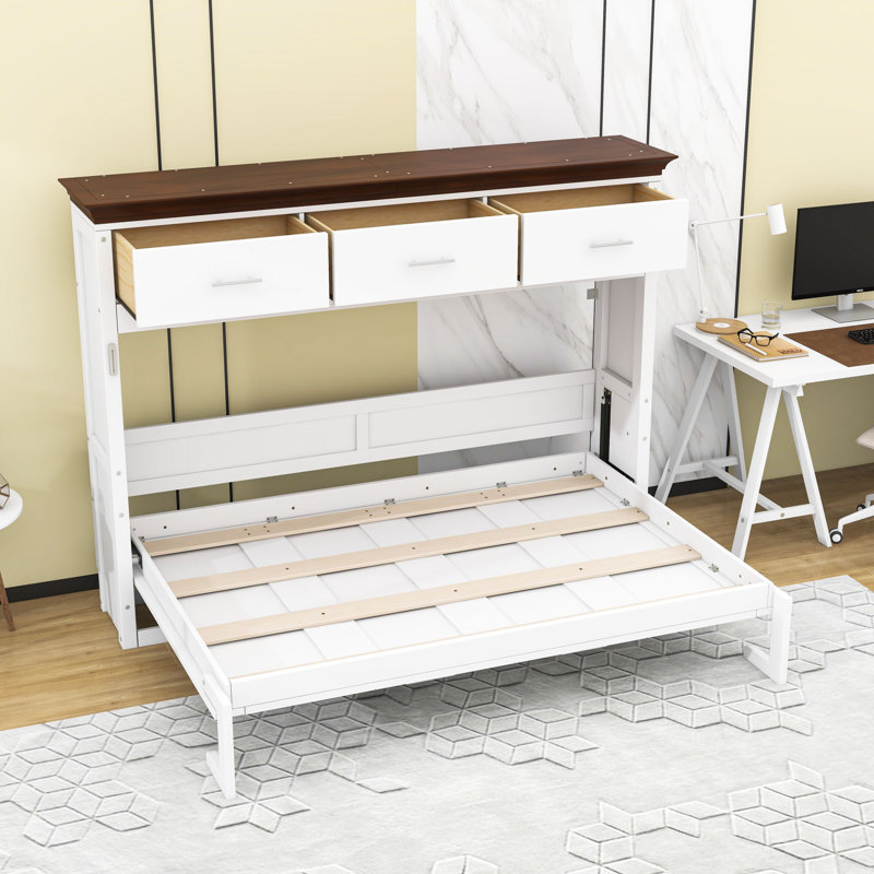 Twin Murphy Bed with Storage Shelves