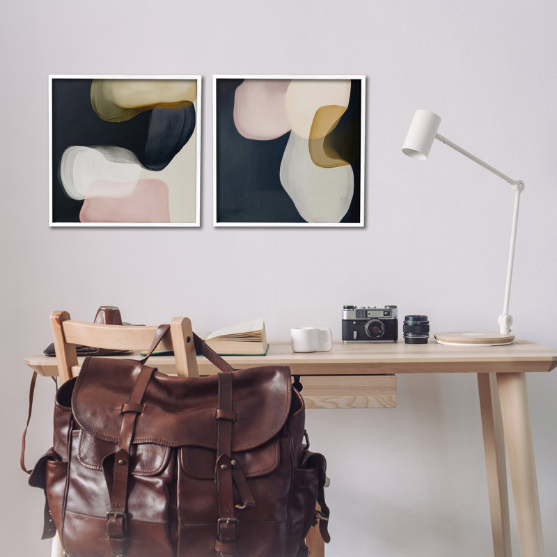 «Rounded Oblique Shapes», ensemble de 2 impressions giclées encadrées, design par Irena Orlov, H 17 po x l 34 po