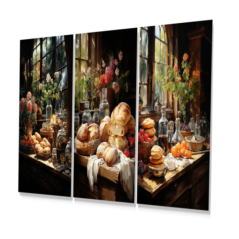 Ensemble de 3 décorations murales en métal pour le déjeuner, H 28 po x l 36 po