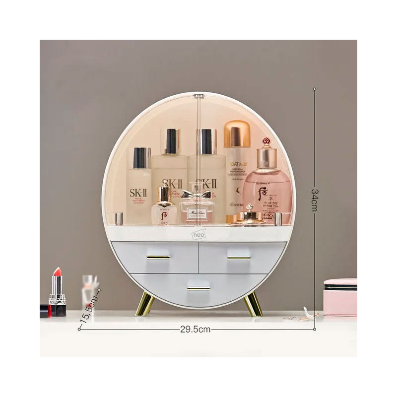 Aleiah Plastic Makeup Organiser, Off White/Gold