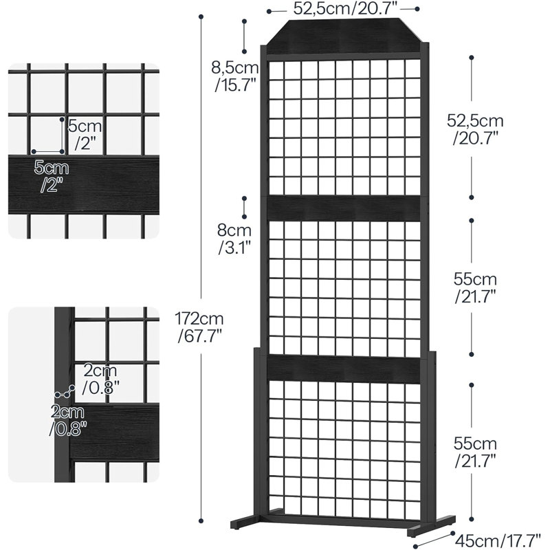 Présentoir à grille Gridwall, présentoirs Gridwall, Noir