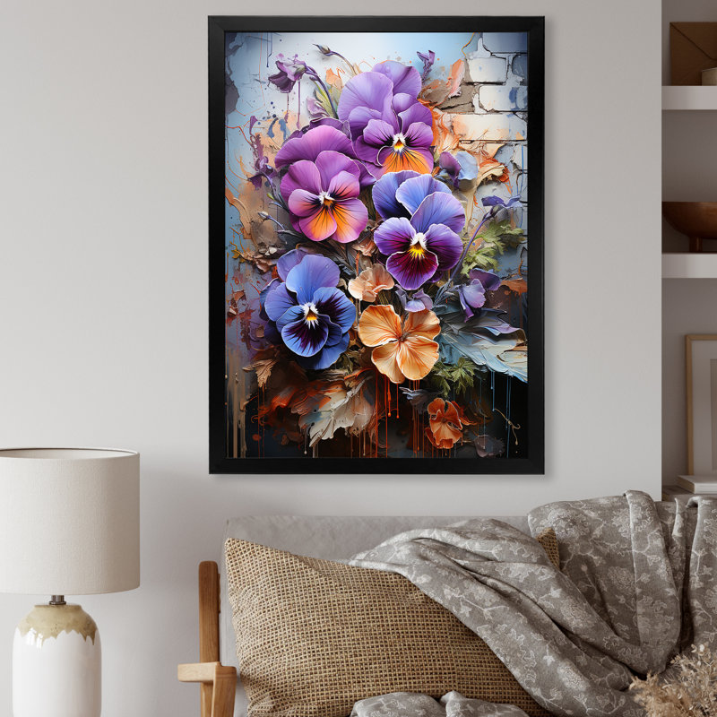 Pensées tropicales de couleur oasis urbaine, Cadre simple noir, H 44 po x l 34 po x P 1,5 po