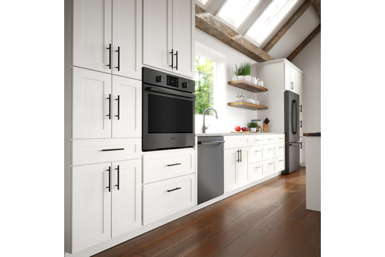 modern kitchen with wall oven