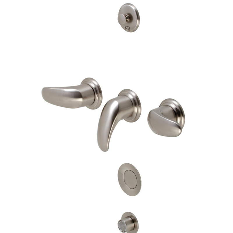 Kingston Brass Legacy Three-Handle Deck Mount Bidet Faucet with Brass Pop-Up, Brushed Nickel
