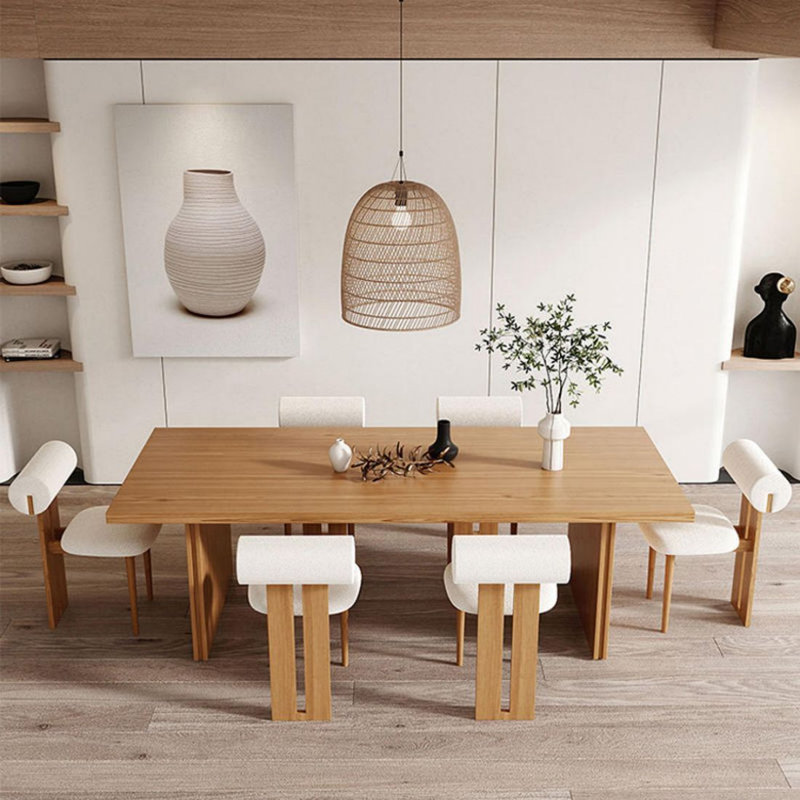 Ensemble de table de salle à manger 6 pièces Bobb, H 29,53 po x l 78,74 po x P 31,5 po, Brun orangé