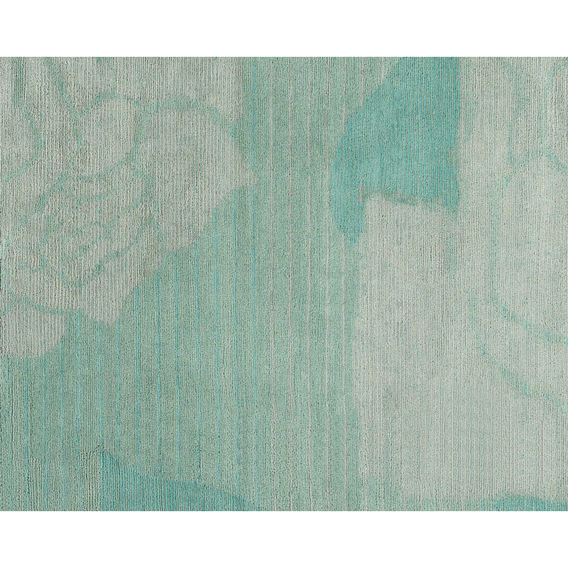 Lux Rose Floral Area Rug in Blue/Green/Gray, Rectangle 6' x 9'