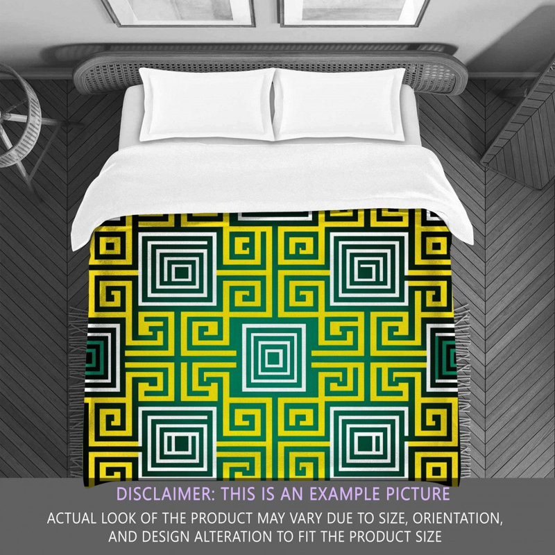 Polyester Comforter, Twin Comforter, Green/Yellow Geometric