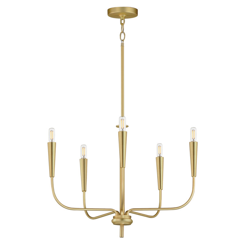 Sevren 5 - Light Dimmable Classic / Traditional Chandelier, Satin Brass
