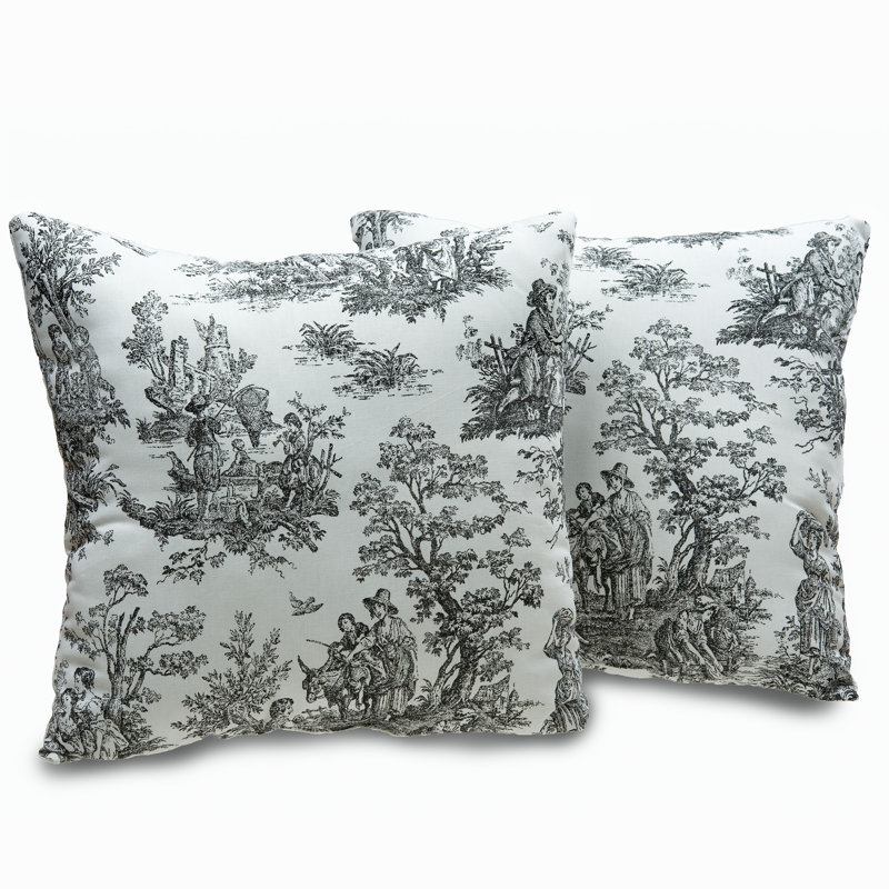 Plymouth Toile Cotton Throw Pillow