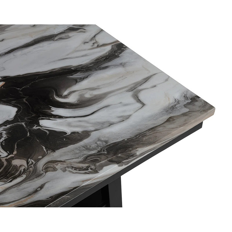Table de salle à manger de comptoir de 60 po avec tablette inférieure de rangement, table supérieure en bois de marbre pour la salle à manger de cuisine