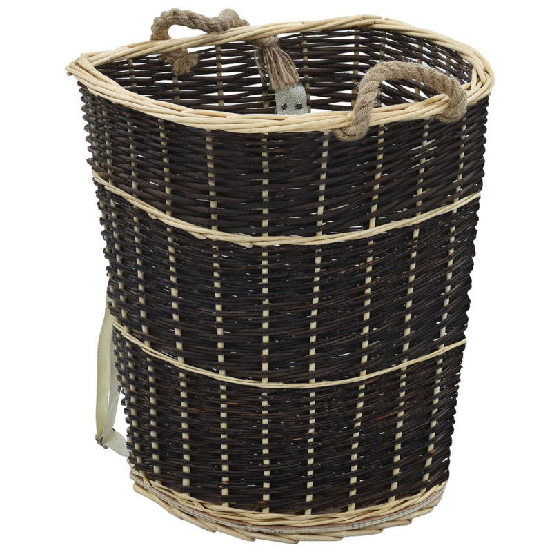 Firewood Backpack with Carrying Belts Natural Willow, 69cm H x 57cm W x 51cm D
