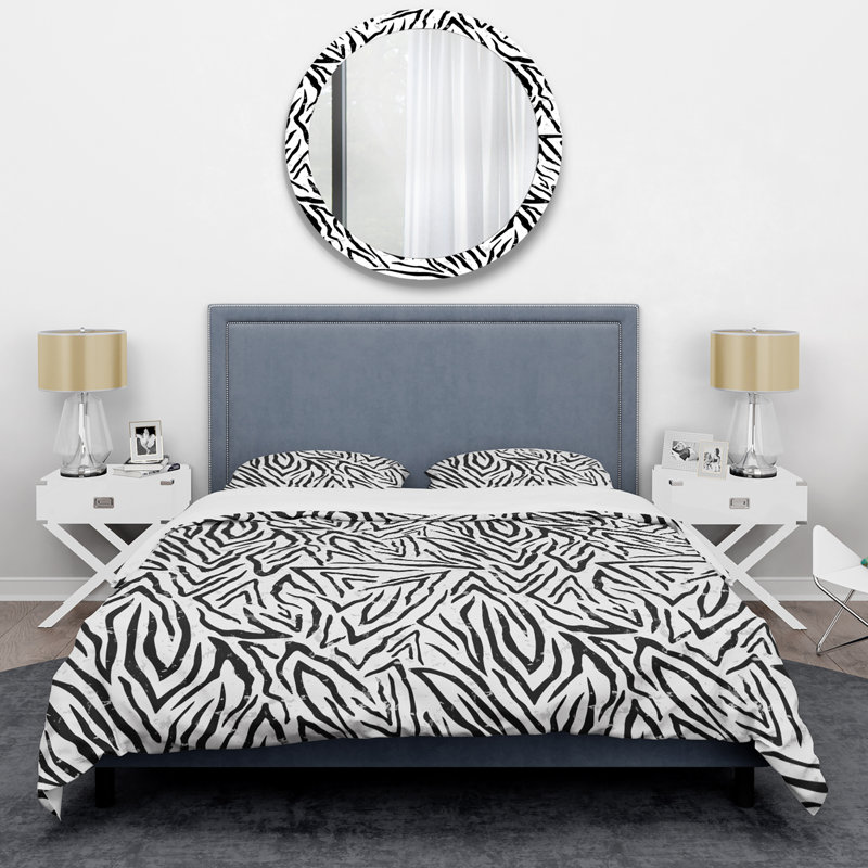 Ensemble de housse de couette en microfibre blanc / noir 3 pièces