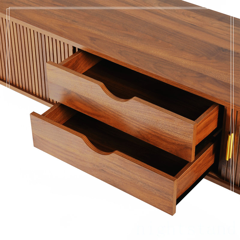Ensemble de meuble télé et table basse en bois avec station de charge, Noyer