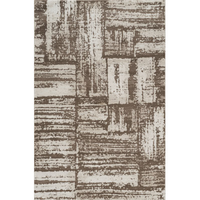 Caldwell Beige & Brown Abstract High-Low Modern Rug