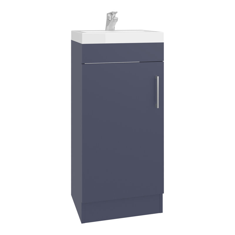 Meuble-lavabo sur pied avec lavabo intégré, look moderne pour la décoration, articles de rangement, blanc bleu, compact et fonctionnel, panneau de particules, solution de style résine de 33 lb, finition bleue, spacieux