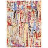 Hand Knotted Area Rug in Beige And Rust