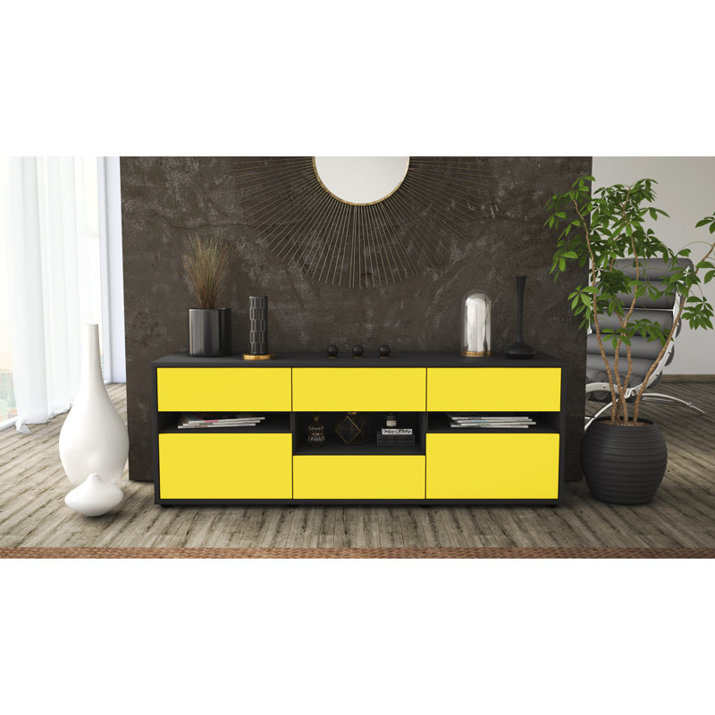 Yarber TV Stand, Yellow / Matte Anthracite