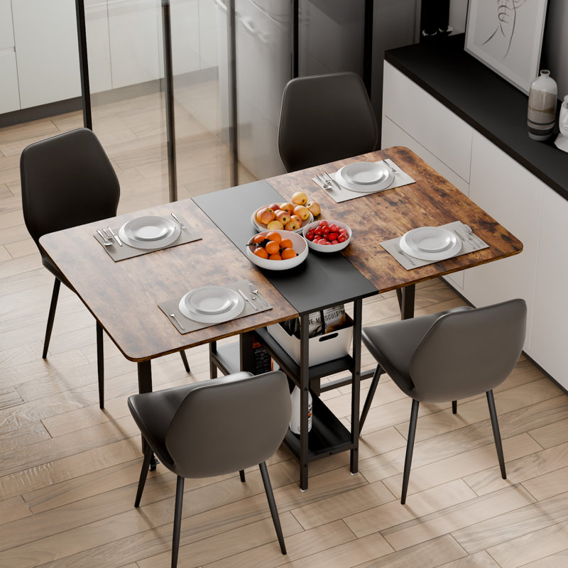 Rectangular Folding Table, 75cm H x 140cm W x 80cm D, Rustic Brown/Black