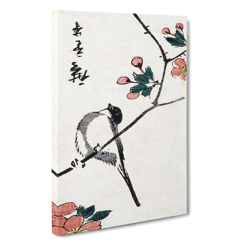 The Bird upon a Cherry Branch by Utagawa Hiroshige - Wrapped Canvas, 50cm H x 35cm W x 3cm D