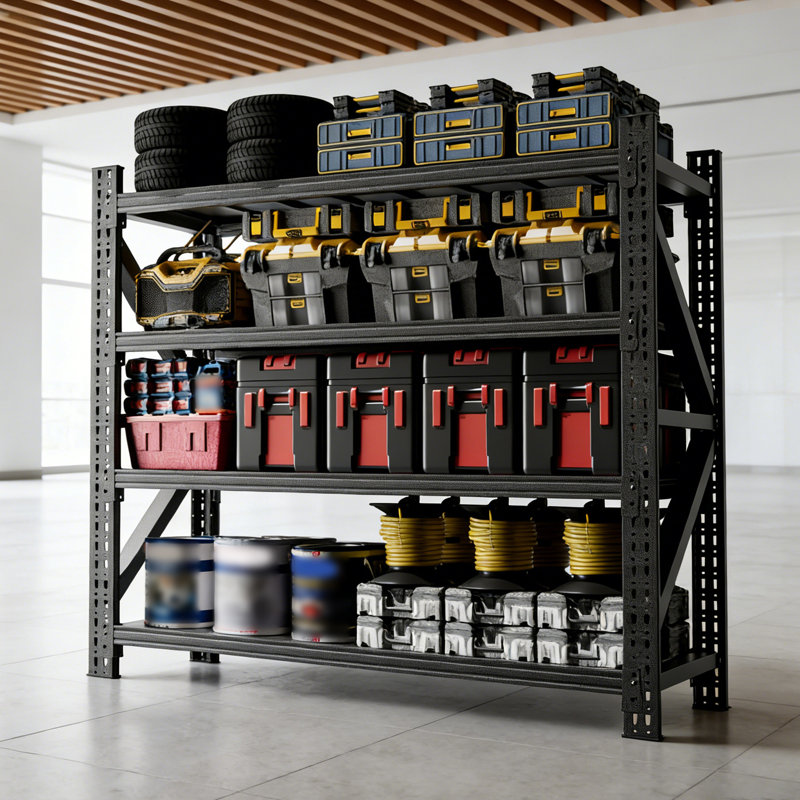 Étagère de garage réglable en métal H 63 po x l 67 po x P 23,7 po, noir