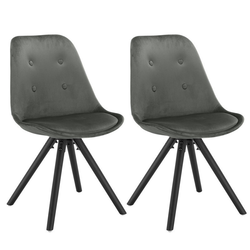 Bibb Upholstered Dining Chair, Light Grey, Black