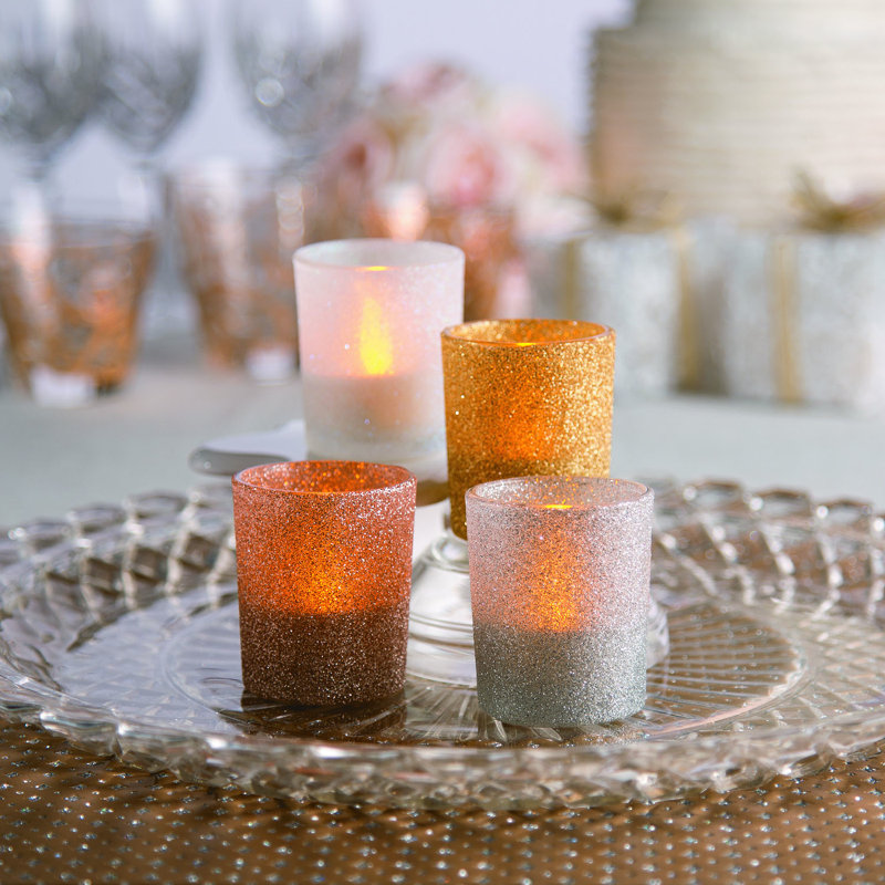 10.9'' H Glass Tabletop Votive Holder, Gold