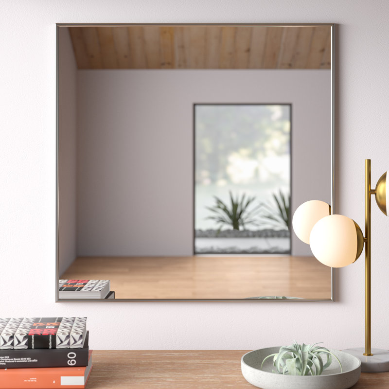 Metal Flat Wall Mirror, 24.13" x 24.13"