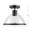 1-Light Outdoor Flush Mount Ceiling Light, Matte Black, Seeded Glass Shade, Weather Resistant