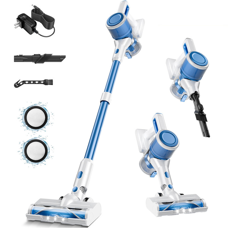 Cordless Vacuum Cleaner For Home - Lightweight, Stick Vacuum Clean With Rechargeable Battery, Max 45mins Runtime, 8 In 1 Handheld Vacuum For Hardfloor & Carpets Pet Hair, White