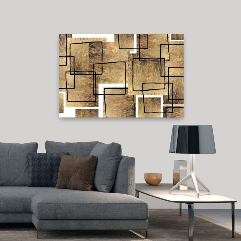 Art contemporain abstrait connecté, H 32 po x l 48 po