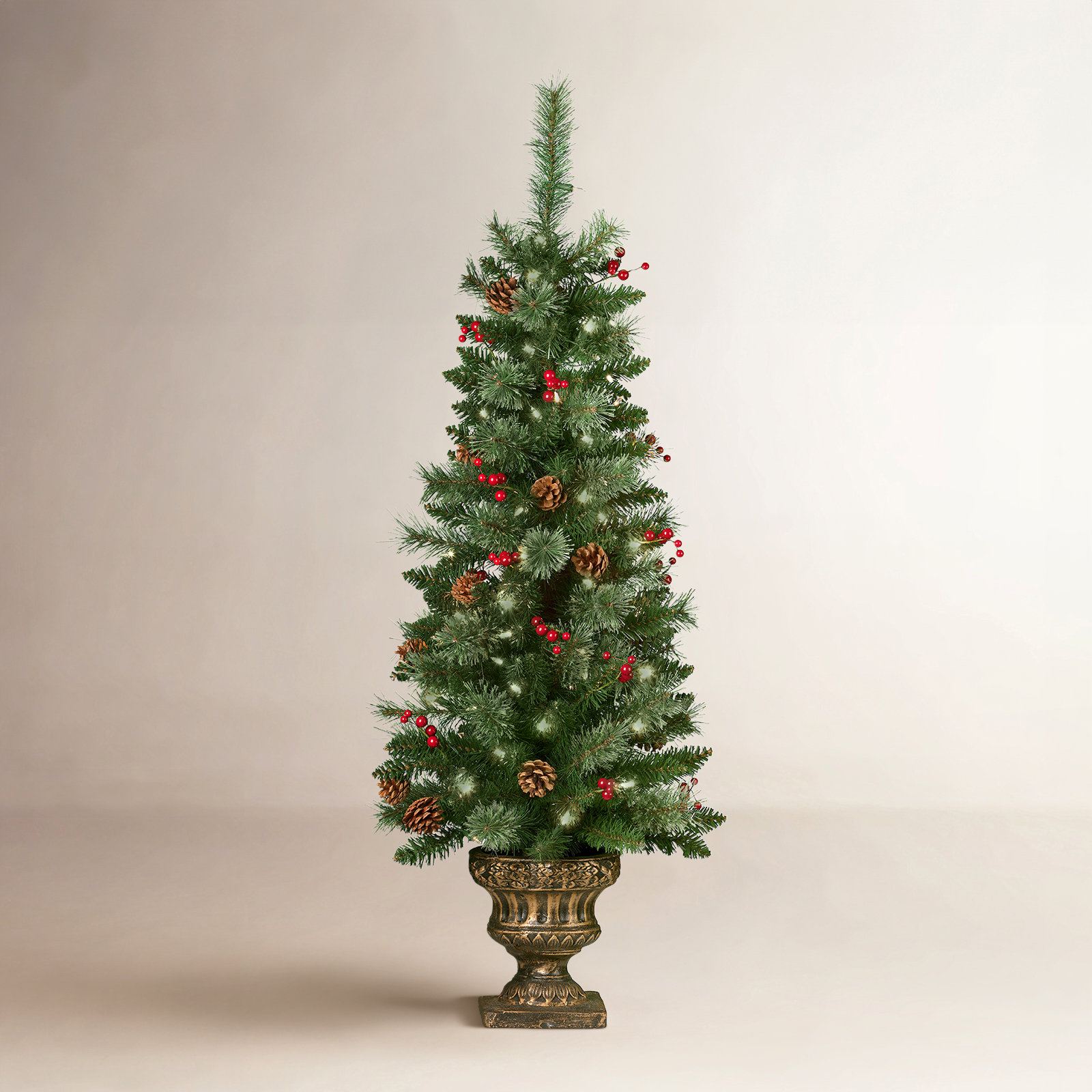 Hahne Flocked 4' Pre-Lit Spruce Christmas Tree