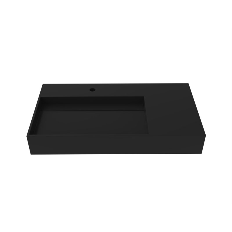 Meuble-lavabo mural simple 35 po Boyter, Noir, Monotrou