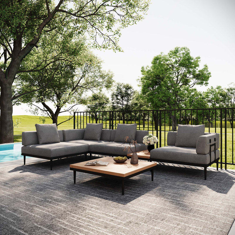 Terra 5-Piece Modular Outdoor Patio Furniture Set, 4 Seater + 1 Side Table