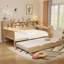 Lit de jour en bois avec tablettes de rangement, lit multifonctionnel avec lit gigogne simple et bureau d'étude (lit de jour)-3388574-3388575