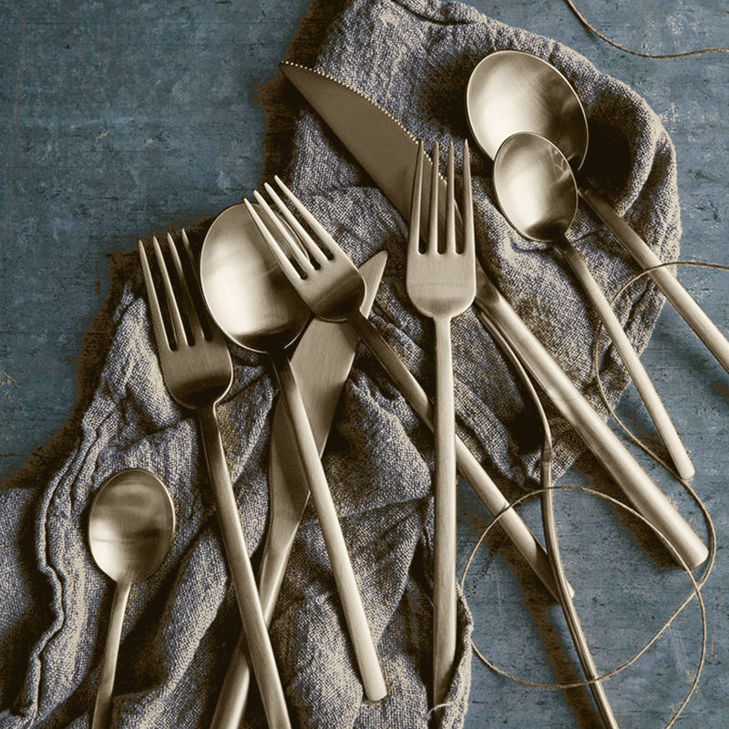 Due 20 - Piece Stainless Steel Flatware Set - Service for 4, Ice Champagne