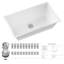 Grand évier de cuisine encastré en composite de granit blanc 30 po x 18 po, grand évier de cuisine profond, non poreux de style campagnard ou contemporain blanc