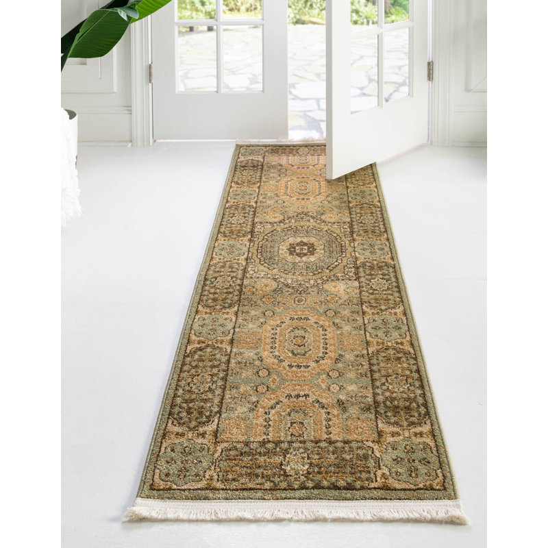 Ophelia Oriental Indoor Rug, Runner 2' x 6'1", Green/Tan