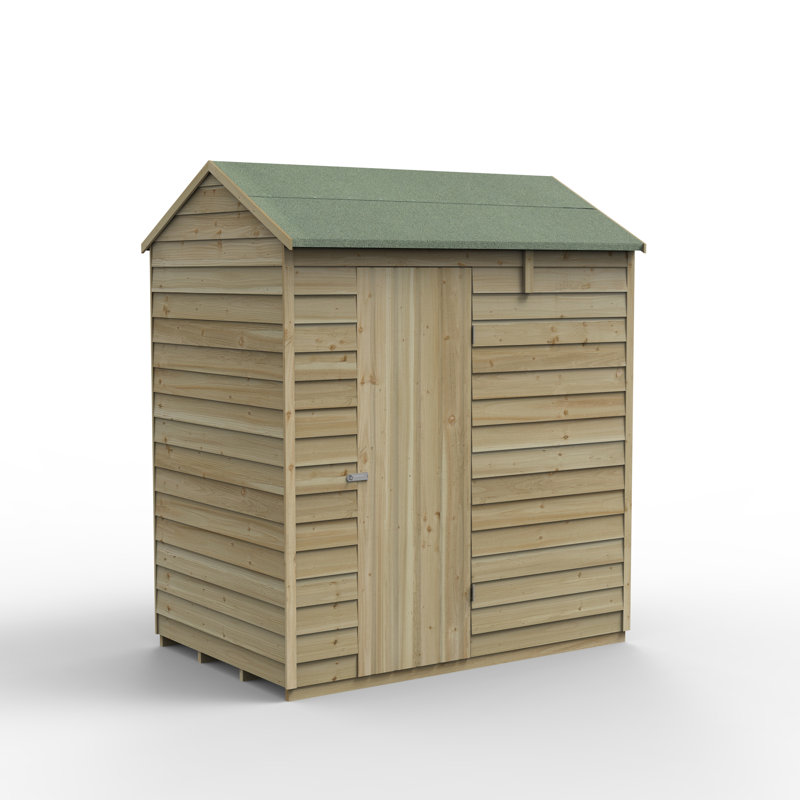 4Life 6x4 Pressure Treated Reverse Apex Shed, No