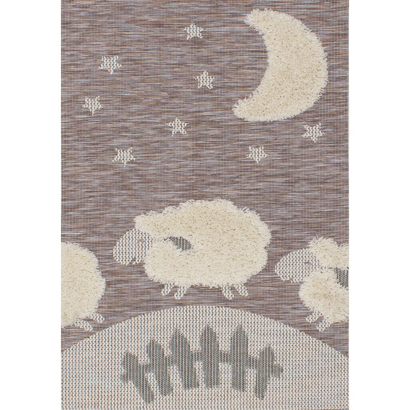 Tapis gris / crème à tissage plat Guisborough, Rectangle 3 pi 11 po x 5 pi 7 po