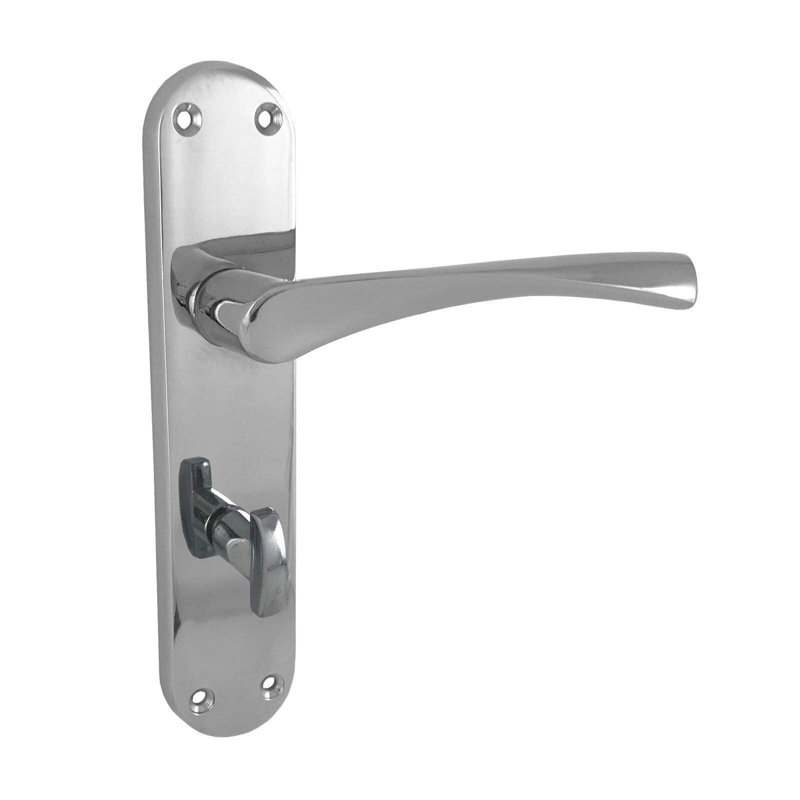  Astrid Design Bathroom Door Handles on Backplate in Polished Chrome Finish