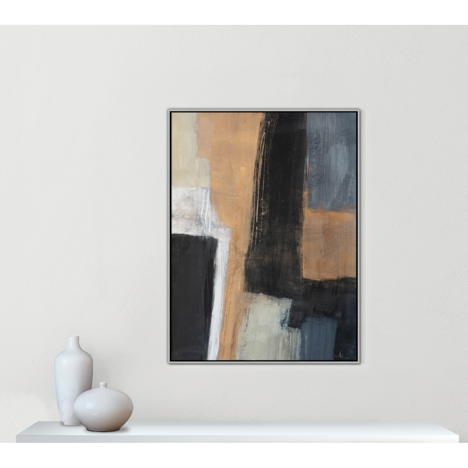 Calderon "Metallic Slate I" Print, Silver, 49.5" H x 37.5" W x 2" D