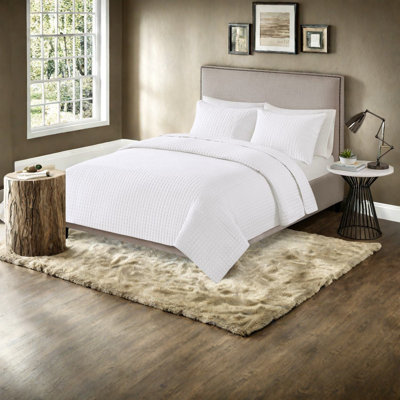 Ensemble de literie réversible blanc matelassé, polyester doux, style moderne pour la maison
