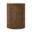 Table d'appoint ronde en bois de travertin et en bois l 15 po