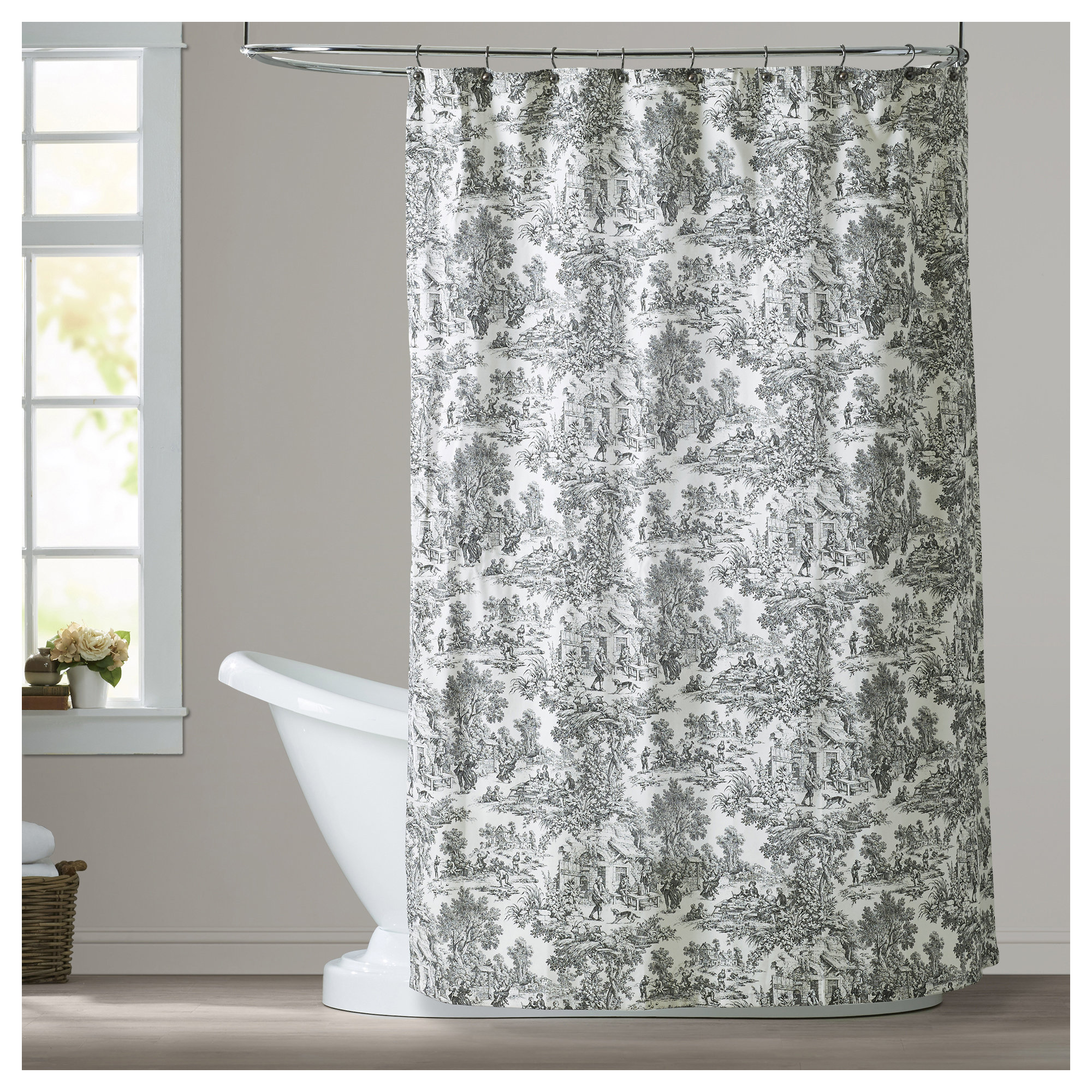 Amelie Cotton Shower Curtain, Black