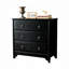 Commode 3 tiroirs en bois d'ingénierie, finition bois naturel et peinture à l'eau, commode de rangement rétro. (Noir)-455916511