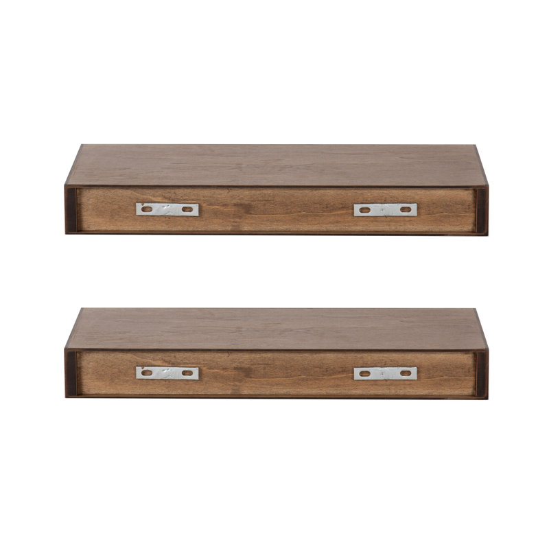 Jeremiah Wood Picture Ledge Floating Shelf, Rustic Brown, 2.3" H x 18" W x 8" D